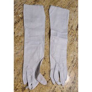 Vintage Womens Size S 6 3/4 Powder Blue Soft Leather Formal 15.5" Long Gloves